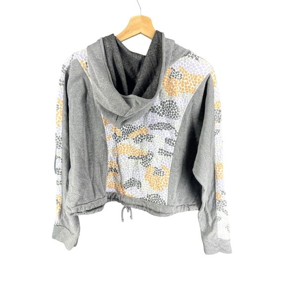 Oli/ViV Womens XL Cropped Hoodie With Drawstring Hem & Patchwork Sleeves - Picture 2 of 5